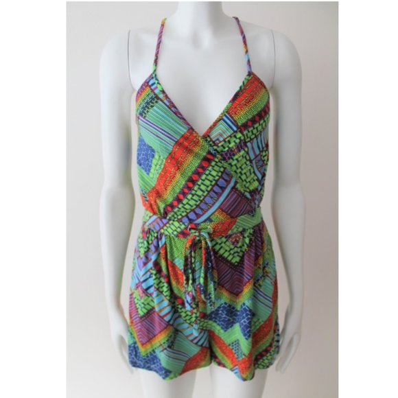 Mara Hoffman Swim Romper / Size Small / Modal Tie Vibrant Printed Multi Cover Up - Picture 1 of 10